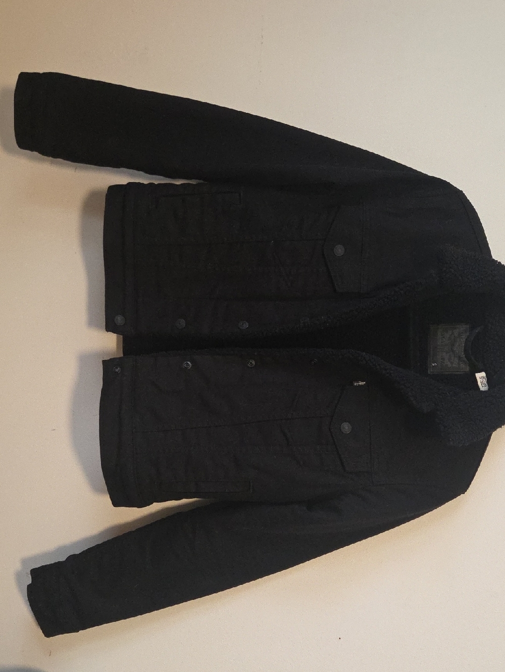 Black Sherpa-Lined Bomber Jacket